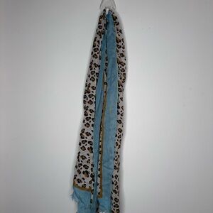 Leopard Print and Blue Scarf